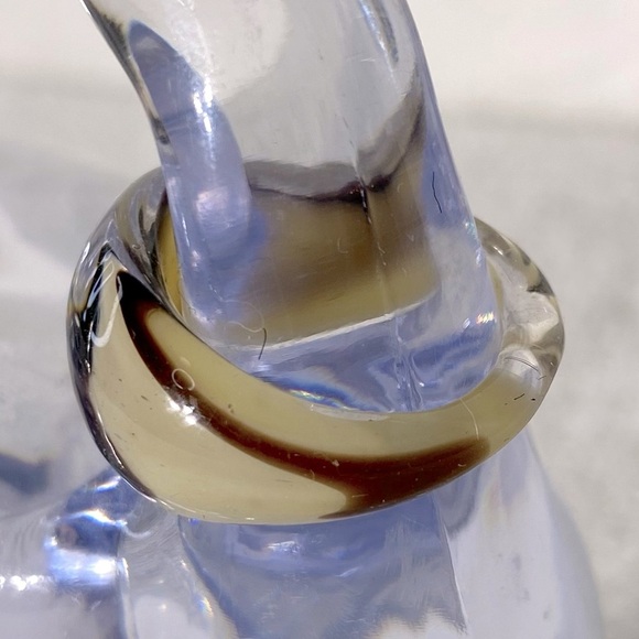 Vintage Art Glass Handmade Cream Brown Band Ring - Picture 3 of 11